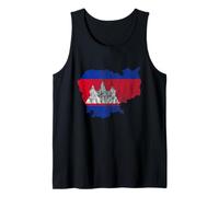 Cambodia Cambodian Flag Silhouette Kampuchea Khmer Travel Tank Top
