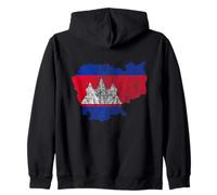 Cambodia Cambodian Flag Silhouette Kampuchea Khmer Travel Zip Hoodie