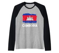 Cambodia Cambodian Roots Cambodian Pride Cambodian Flag Raglan Baseball Tee
