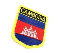 Cambodia Cambodian South East Asia Asian ASEAN Shield Flag Iron On Embroidered Fabric Sew On Patch Pack of 1