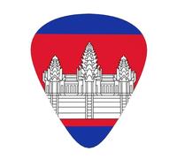 Cambodia Flag 12 guitar picks per pack, available in 3 different thicknesses, suitable for electric guitars, ukuleles, etc.