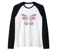 Cambodia Flag Cambodian Roots Butterfly Cambodian Pride Raglan Baseball Tee
