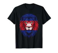 Cambodia Flag Colors Lion Head T-Shirt