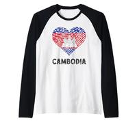 Cambodia Flag Heart Cambodian Roots Cambodian Pride Raglan Baseball Tee