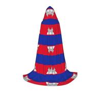 Cambodia Flag Hooded Cape For Teenagers Witch Vampire Cosplay Party Halloween Christmas Printed Long Cloak