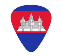 Cambodia Flag print Guitar Picks 12 Pack Assorted Thickness for Guitar,ukulele,0.46/0.71/0.96mm