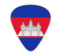 Cambodia Flag Printed guitar picks, set of 12, three thicknesses, suitable for guitar and ukulele, as a gift