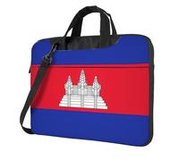 Cambodia Flag Printed Laptop Bag, Adjustable Shoulder Strap and Hidden Handle, Simplify Your Daily Life, Black, 15.6 inch