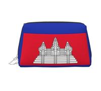 Cambodia Flag Printed Zippered Toiletry Bag, Wide Open Storage Case for Personal Care Items and Cosmetics