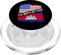 Cambodia Flag USA America I'm Both Of Them Cambodian Pride PopSockets PopGrip for MagSafe