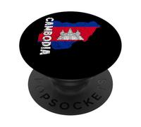 Cambodia Flag Vintage Map Cambodian Pride Cambodian Roots PopSockets Adhesive PopGrip