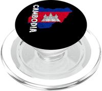 Cambodia Flag Vintage Map Cambodian Pride Cambodian Roots PopSockets PopGrip for MagSafe