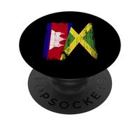 Cambodia Jamaica Half Flag Cambodian Jamaican Heritage PopSockets Adhesive PopGrip