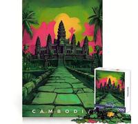 Cambodia Propaganda Art 1000 Piece Jigsaw Puzzle for Adults Sharp Recall Mind Calming Fun Uniform Cut Xmas Gift (38x52cm)