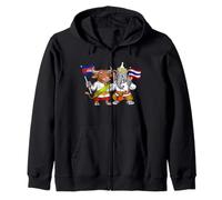 Cambodia Thailand Flag Cambodian Thai Roots Cambodian Thai Zip Hoodie