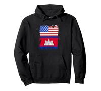 Cambodia Vintage Cambodian Flag America USA Cambodian Pride Pullover Hoodie