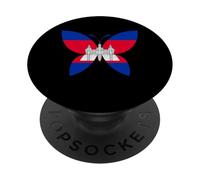 Cambodian Pride Butterfly Cambodian Roots Cambodia Flag PopSockets Adhesive PopGrip
