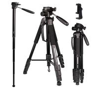 CAMBOFOTO 176.5CM Monopod Camera, Portable Aluminum Alloy Tripod with Phone Holder, Phone Tripod, Compatible with DSLR Cameras, Camcorders, Smartphones, Max Load 4KG
