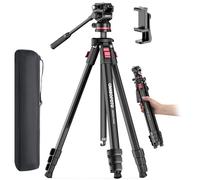 CAMBOFOTO 68" Fluid-Head-Camera-Tripod, Professional Travel Video Tripod for Camera DSLR, Camcorders, Binoculars, Spotting Scope, Telescope, Max Load 8.8lbs, Black