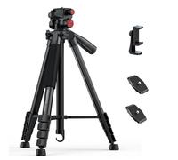CAMBOFOTO Camera Tripod 72 Inch, Lightweight Tripod Stand with 360° Pan Head, 1/4” Mount Compatible with Mirrorless Camera/DSLR/Cell, with Phone Holder, Dual Quick Release Plates, Travel Carry Bag
