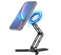 CAMBOFOTO Magnetic Phone Tripod Stand for iPhone, Aluminum Strong Magnetic Pocket Cell Phone Stand, Compatible with MagSafe & All Phones, for Travel, Vlogging, Photography (Black)