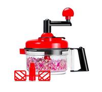 Cambom Manual Food Chopper Vegetable Chopper Hand Food Processor, Mixer, Blender, Whipper, Egg White Separator, Mincer, Grinder, Dicer with Clear Container 1200ml BPA Free Strong