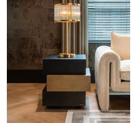 Cambon Dark Oak and Brass Layered Side Table