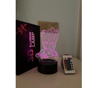 CAMBOS Anime Groot Baby 3D Lamp, LED Illusion Night Light 16 Color Changing with Remote for Kids,Bedroom Decor Bedside lamp, Figure Groot Table lamp Birthday Christmas Gifts (Black Base 2)