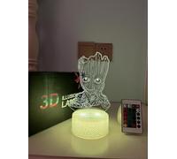 CAMBOS Anime Groot Baby 3D Lamp, LED Illusion Night Light 16 Color Changing with Remote for Kids,Bedroom Decor Bedside lamp, Figure Groot Table lamp Birthday Christmas Gifts (Cracked Base 1)