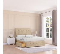 Cambridge Divan Bed Base 4 Drawers 12" Footboard & 54" Floor Standing Headboard Sloomy Cream Small Double