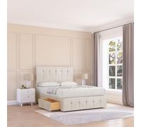 Cambridge Divan Bed Base No Drawers 12" Footboard & 54" Floor Standing Headboard Sloomy Cream Small Double