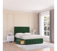 Cambridge Divan Bed Base No Drawers 12" Footboard & 54" Floor Standing Headboard Sloomy Emerald Double