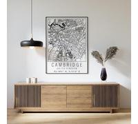 Cambridge England City Street Map Print Cambridge Wall Art Home decor Poster A3 Poster on Canvas - Wall Art Home Decor Movie Poster Canvas Film Cinema Retro Vintage Cult Classic Nostargic Saga Modern