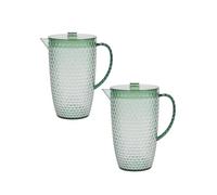 Cambridge Fete Set of 2 Plastic Jugs - 2 Litre Cocktail/Sangria Pitchers with Lid & Spout, for Picnics, BBQ, Party, Outdoor/Indoor, Hot Tubs/Pools, Green Diamond Effect BPA-Free Plastic, Juice, 2 Pack