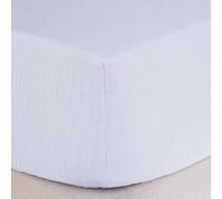 Cambridge Fitted Sheet, 200 Thread Count Cotton Striped Fitted Sheet, 30 Cm Deep, Blue, Super King W183 x L200 CM - Soft Breathable Bedding for Comfortable Sleep, Easy Care Quality Hotel Style