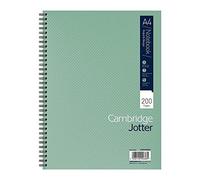 Cambridge Jotter A4 Notebook, Wirebound, 8 mm Lined with Margin, 200 Pages, 80GSM, Single Notepad, Perforated Edges