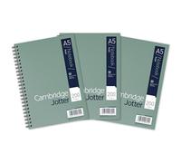 Cambridge Jotter A5 Notebook, Wirebound, 8 mm Lined with Margin, 200 Pages, 80GSM, Pack of 3 Notepads, Perforated Edges