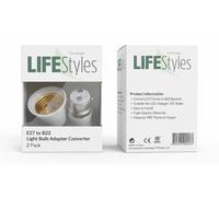 Cambridge Lifestyles ® 2x Light Bulb Adaptor, BC to ES Lamp Converter Holder (Bayonet to Edison Screw) B22 to E27 CE Certified (pack of 2) adapter extension