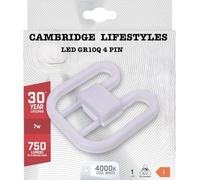 Cambridge Lifestyles ® LED 2D Lamp, GR10Q 4-pin GR8 4 Pin Base, 7W = 16W 750 Lumens, 4000K Cool White, 30 Years LifeSpan (New LED Replace Fluorescent LAMP)