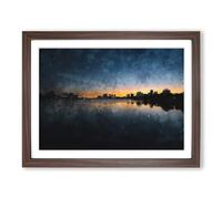 Cambridge Massachusetts Skyline Painting Modern Art Framed Wall Art Print, Ready to Hang Picture for Living Room Bedroom Home Office Décor, Walnut A4 (34 x 25 cm)