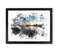 Cambridge Massachusetts Skyline Watercolour Modern Framed Print | A4 Black Framed Wall Art | Ready to Hang | Modern Cityscape Picture | Living Room Bedroom Lounge Office