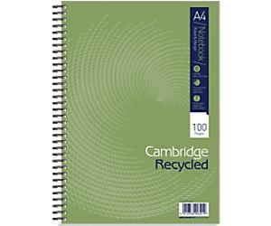 Cambridge Notebook A4 Ruled Spiral Bound Cardboard Hardback Green Perforated 100 Pages 50 Sheets Pack of 5