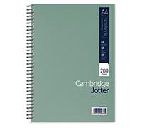 Cambridge Notebook Jotter A4 Ruled Spiral Bound Cardboard Hardback Green Perforated 200 Pages 100 Sheets