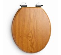 Cambridge Oak Toilet Seat Wood Effect Traditional Style Soft Close Hinges Universal Size Easy to Clean Durable Bathroom Toilet Seat