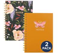 Cambridge Pen+Pillar Notebook, 2 Pack, Legal Ruled Paper, 5-3/4" x 8-1/4", 80 Sheets, Hardcover, Floral and Butterfly (PP12P-402)