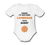 CAMBRIDGE Shhh! I'm watching with Daddy Mummy Grandad Unique Football Babygrow Cute Personalised Funny Baby Vest Grow Boys Girls Unisex Gift Babygrow Bodysuit UNITED UTD
