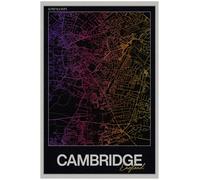 Cambridge Street Map Poster Print | England | Gradient | A2 | Street Map Artwork, Clean Modern Aesthetic, Geographic Wall Decor, Workspace Display, Gold Inspired Finish
