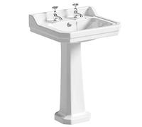 Cambridge Traditional Basin & Pedestal | Victorian Ceramic 2 Hole Bathroom Sink