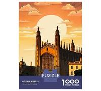 Cambridge Travel Puzzle 1000 Pieces, Romantic City Break Scene, Decorative Artwork, Thick Cardboard Pieces, Birthday Gift for Home Décor Fans, 38x26cm/1000pcs