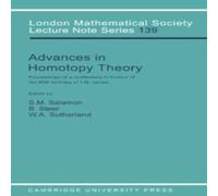 Cambridge University Press Advances in Homotopy Theory: Papers in Honour of I M James Cambridge University Press Multicolor